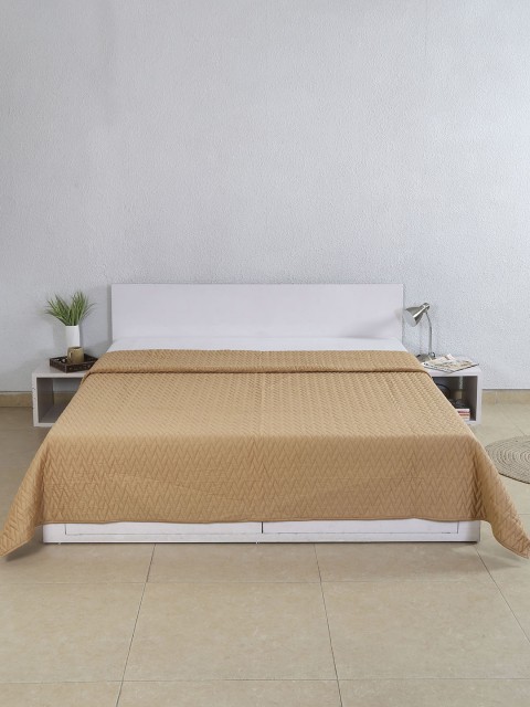 

House This Beige Textured Cotton Double Bed Cover