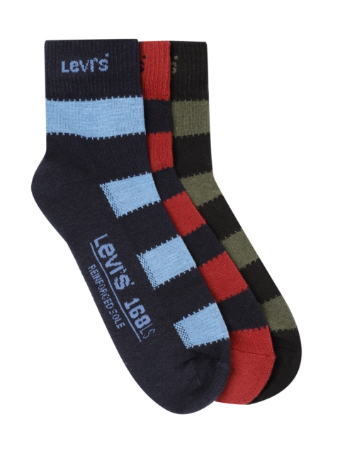 

Levis Men Pack of 3 Multicoloured Above Ankle-Length Socks, Olive