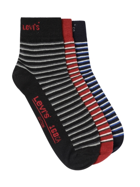 

Levis Men Pack of 3 Multicoloured Above Ankle-Length Socks, Black