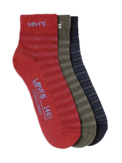 

Levis Men Pack of 3 Multicoloured Above Ankle-Length Socks, Olive