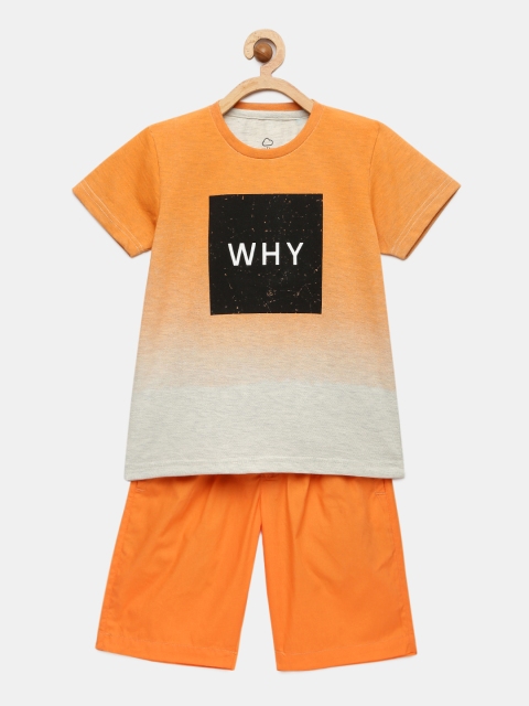 

Sweet Dreams Boys Orange Colourblocked T-shirt With Shorts