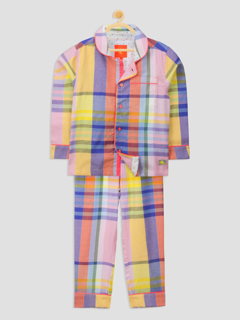 

Cherry Crumble Kids Multicoloured Checked Night suit WS-NSUIT-7103, Multi