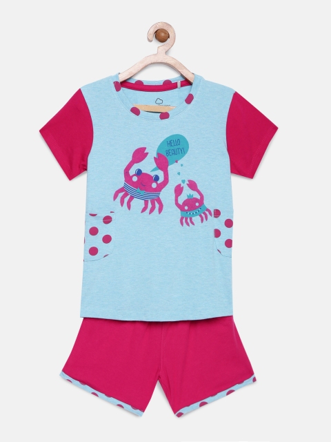 

Sweet Dreams Girls Blue & Pink Printed Night suit 611318-LT