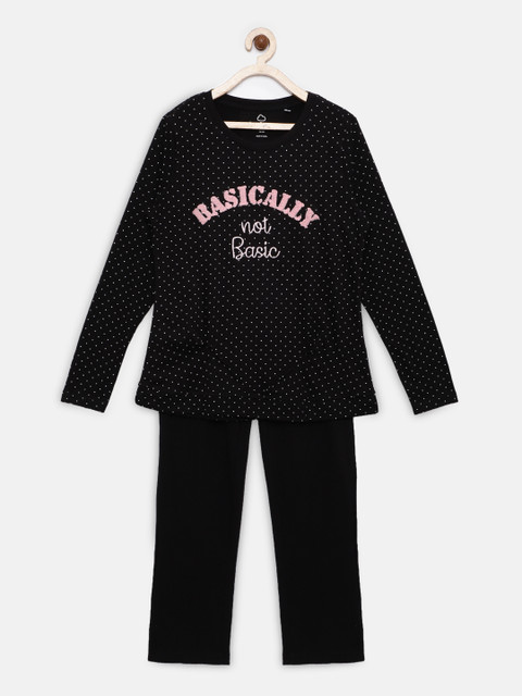 

Sweet Dreams Girls Black Printed Night suit 620778