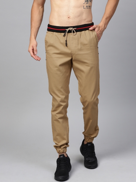 

HRX by Hrithik Roshan Men Camel Brown Solid Regular Fit Lifestyle Joggers