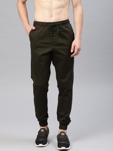 

HRX by Hrithik Roshan Men Olive Green Solid Joggers
