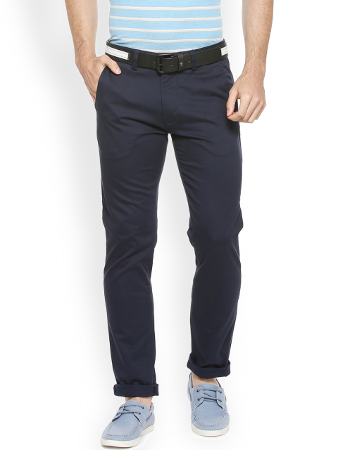 

Peter England Casuals Men Navy Blue Slim Fit Solid Chinos