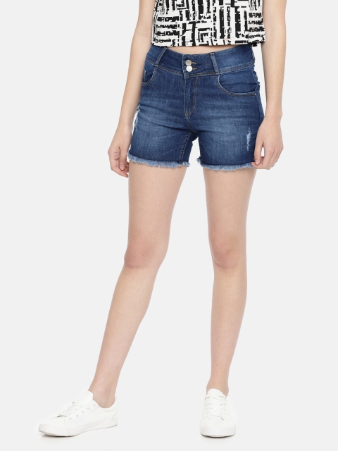 

Kraus Jeans Women K4041 Blue Washed Skinny Fit Denim High Rise Shorts