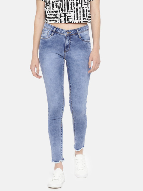 

Kraus Jeans Women K3051 Blue Skinny Fit Mid-Rise Clean Look Cropped Stretchable Jeans
