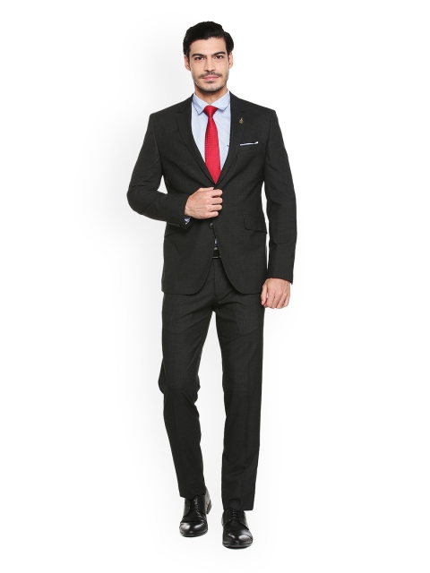 

Van Heusen Men Black Self Design Double-Breasted Slim Fit Formal Suit