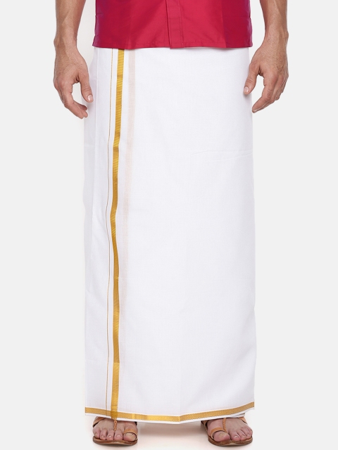 

Chennis White & Gold Solid Dhoti