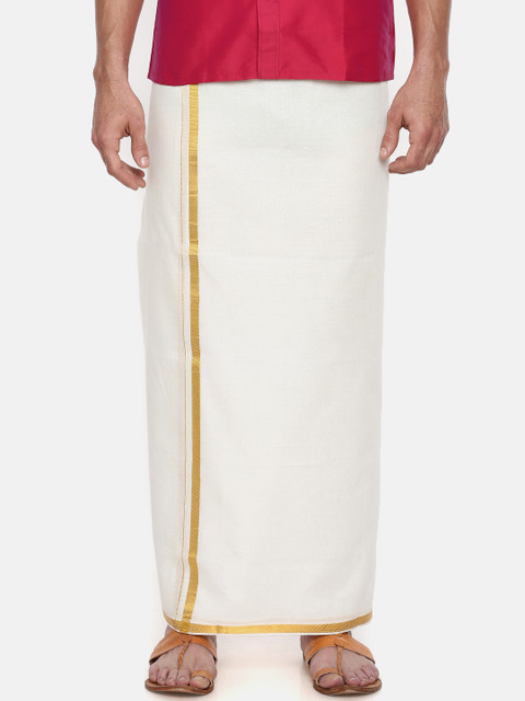 

Chennis Cream & Gold Solid Dhoti