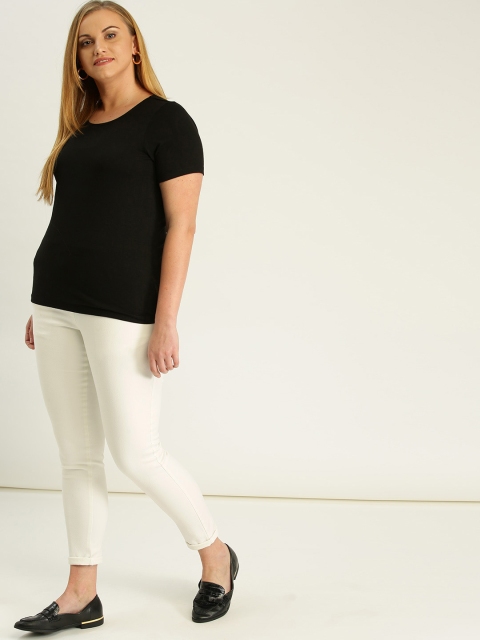 

Sztori Plus Size Women White Regular Fit Solid Cropped Trousers