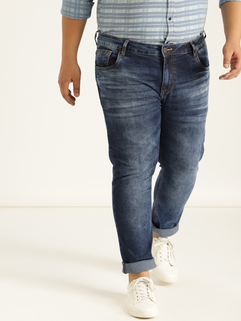 

Sztori Plus Size Men Navy Blue Skinny Fit Mid-Rise Clean Look Stretchable Jeans