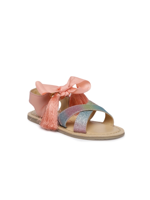 

Aria Nica Girls Multi-Coloured Colourblocked Leather Open Toe Flats