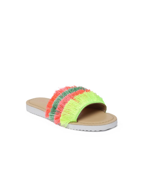 

Aria Nica Girls Multicoloured Colourblocked Leather Open Toe Flats, Multi
