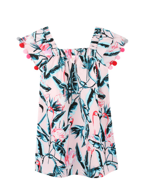 

One Friday Girls Peach-Coloured Printed A-Line Dress