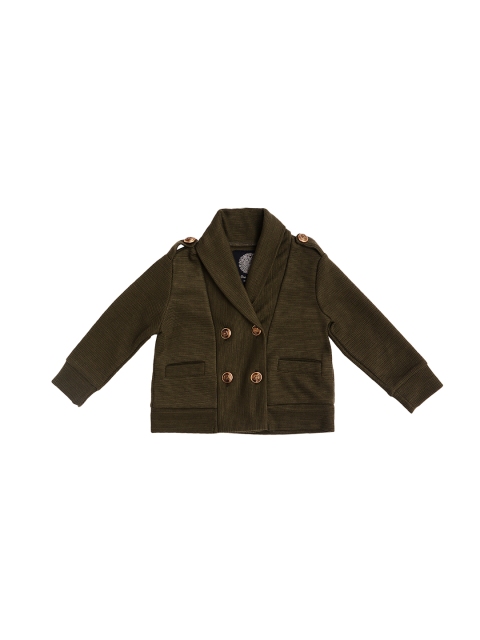 

One Friday Boys Olive Green Self Design Cardigan