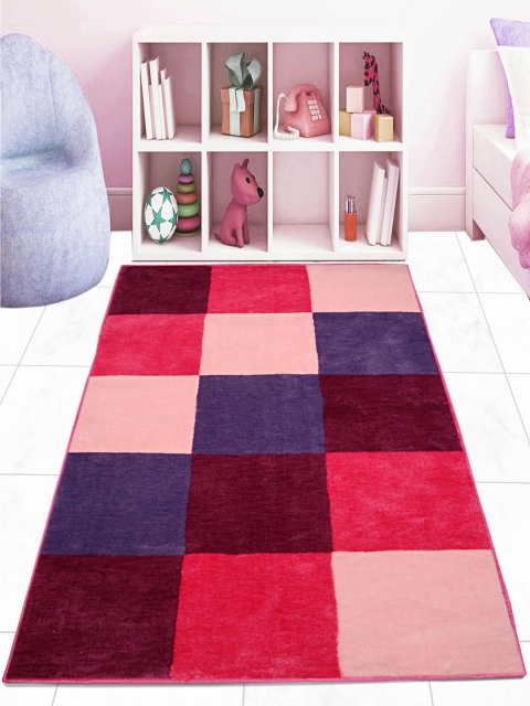 

Saral Home Multicoloured Checked Anti Skid Floor Carpet, Multi