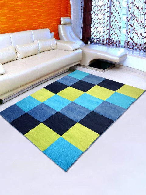 

Saral Home Blue Printed Anti-Skid Carpet