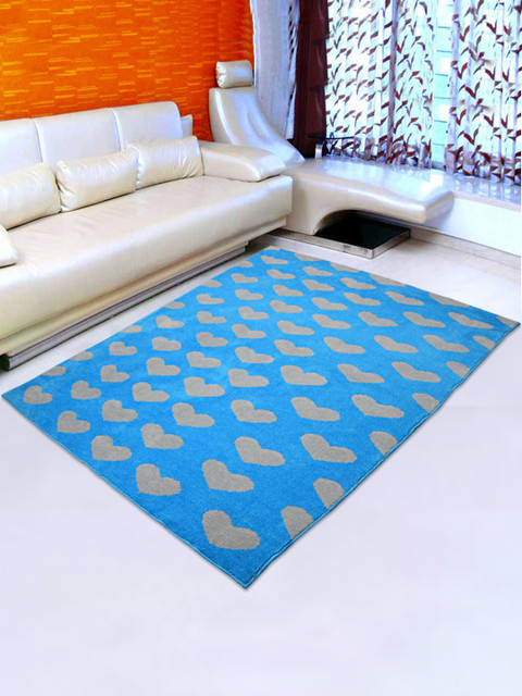 

Saral Home Blue & Grey Printed Anti-Skid Carpet, Turquoise blue