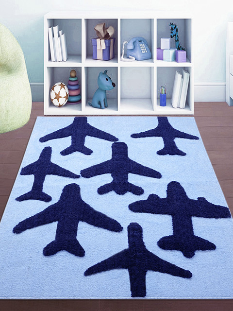 

Saral Home Blue Printed Anti Skid Floor Carpet
