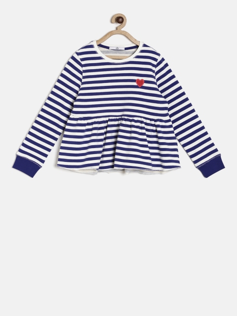 

Marks & Spencer Girls Navy Blue & White Striped Sweatshirt