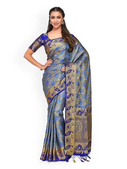 

MIMOSA Blue Art Silk Woven Design Kanjeevaram Saree
