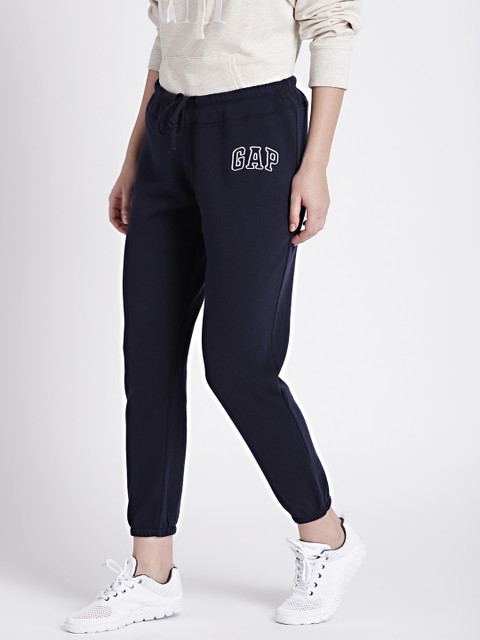 

GAP Women Navy Smart Fit Classic Logo Joggers in French Terry, Navy blue