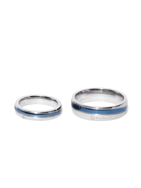 

YouBella Blue & Silver-Toned Couple Ring Set