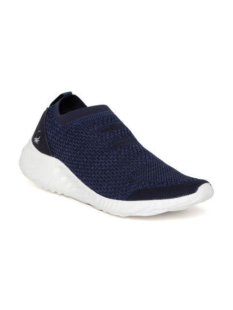 

United Colors of Benetton Men Navy Blue Woven Design Slip-On Sneakers