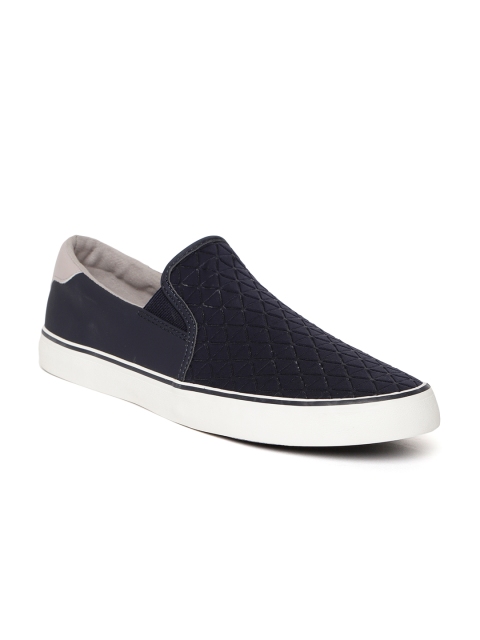 

United Colors of Benetton Men Navy Blue Textured Slip-On Sneakers