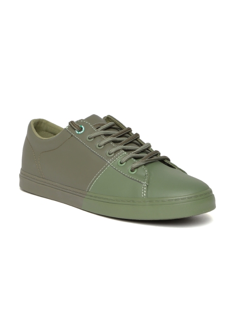 

United Colors of Benetton Men Olive Green & Olive Brown Colourblocked Sneakers