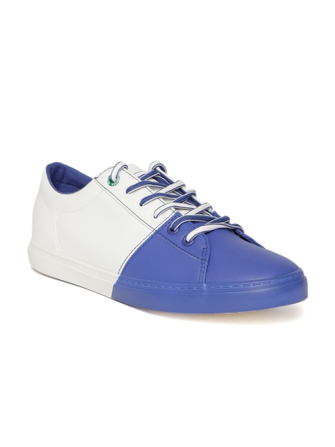 

United Colors of Benetton Men Blue & White Colourblocked Sneakers