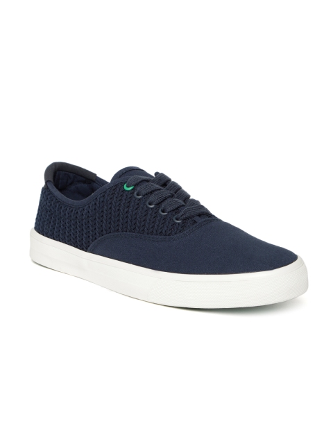 

United Colors of Benetton Men Navy Blue Woven Design Sneakers
