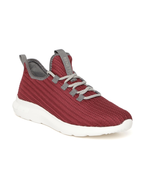 

United Colors of Benetton Men Maroon Woven Design Sneakers