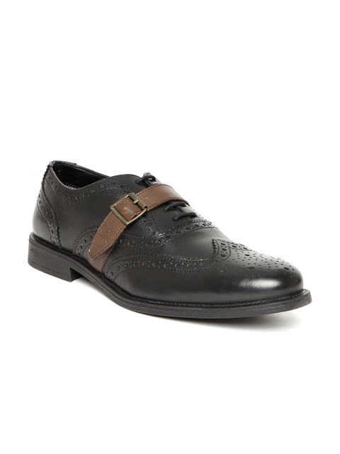

United Colors of Benetton Men Black Leather Brogues