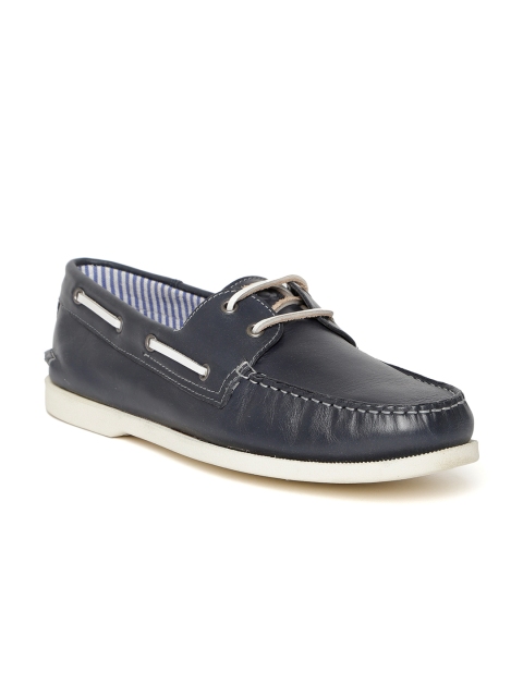United Colors of Benetton Men Navy Blue Leather Boat Shoes