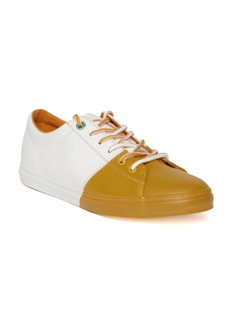 

United Colors of Benetton Men Mustard Yellow & White Colourblocked Sneakers