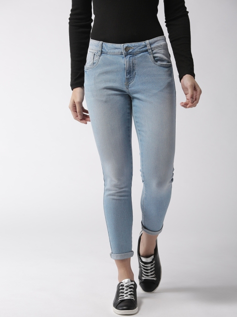 

Mast & Harbour Women Blue Skinny Fit Mid-Rise Clean Look Stretchable Cropped Jeans