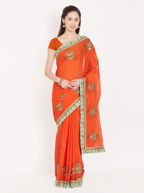 

Nanda Silk Mills Orange Embroidered Art Silk Saree