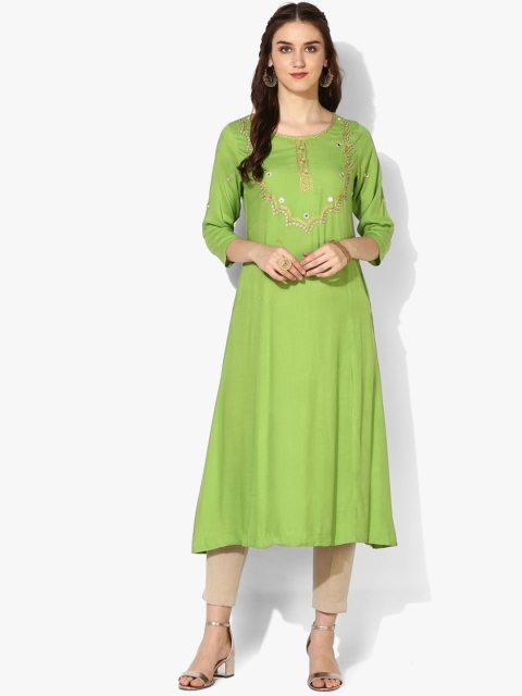 

Sangria Women Green Embroidered Anarkali Kurta