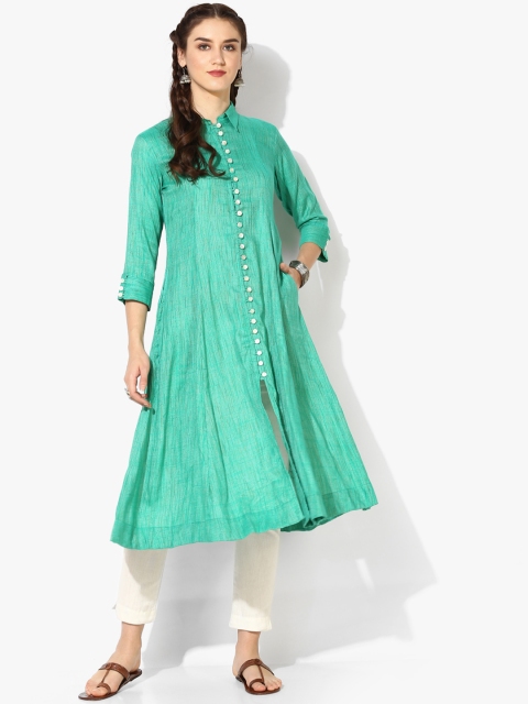 

Sangria Women Turquoise Blue Solid A-Line Kurta