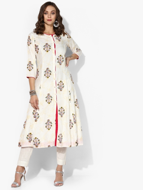 

Sangria Women White Printed Straight Kurta