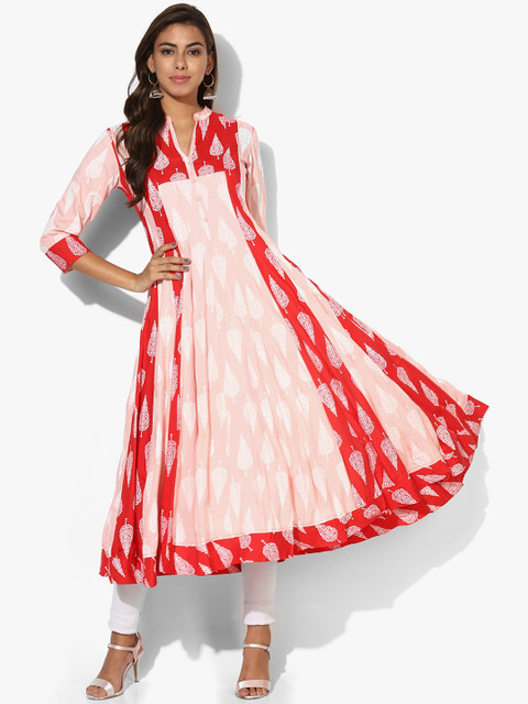 

Sangria Women Red & Pink Printed Anarkali Kurta