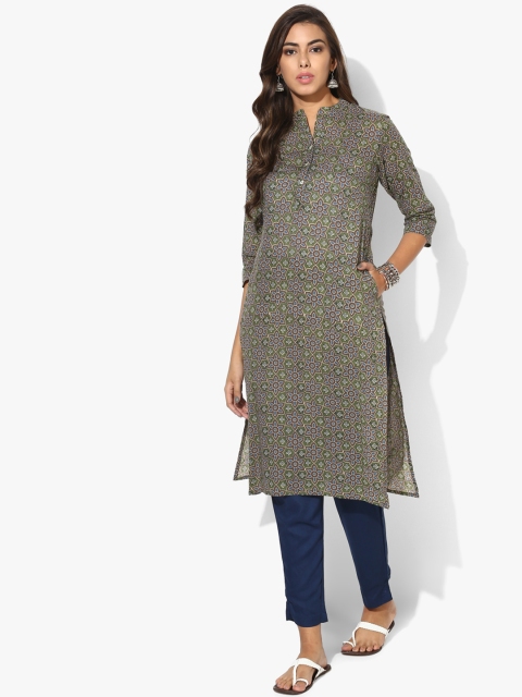 

Sangria Women Green & Blue Printed Straight Kurta