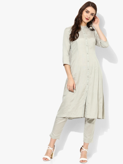 

Sangria Women Grey & Solid Kurta with Trousers & Dupatta