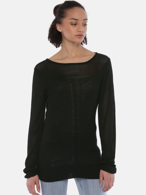 

Park Avenue Women Black Self Design Pullover