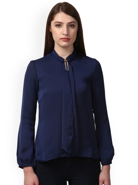 

Park Avenue Women Blue Solid A-Line Top