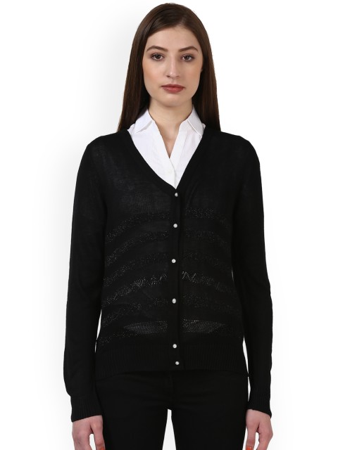 

Park Avenue Women Black Self Design Cardigan